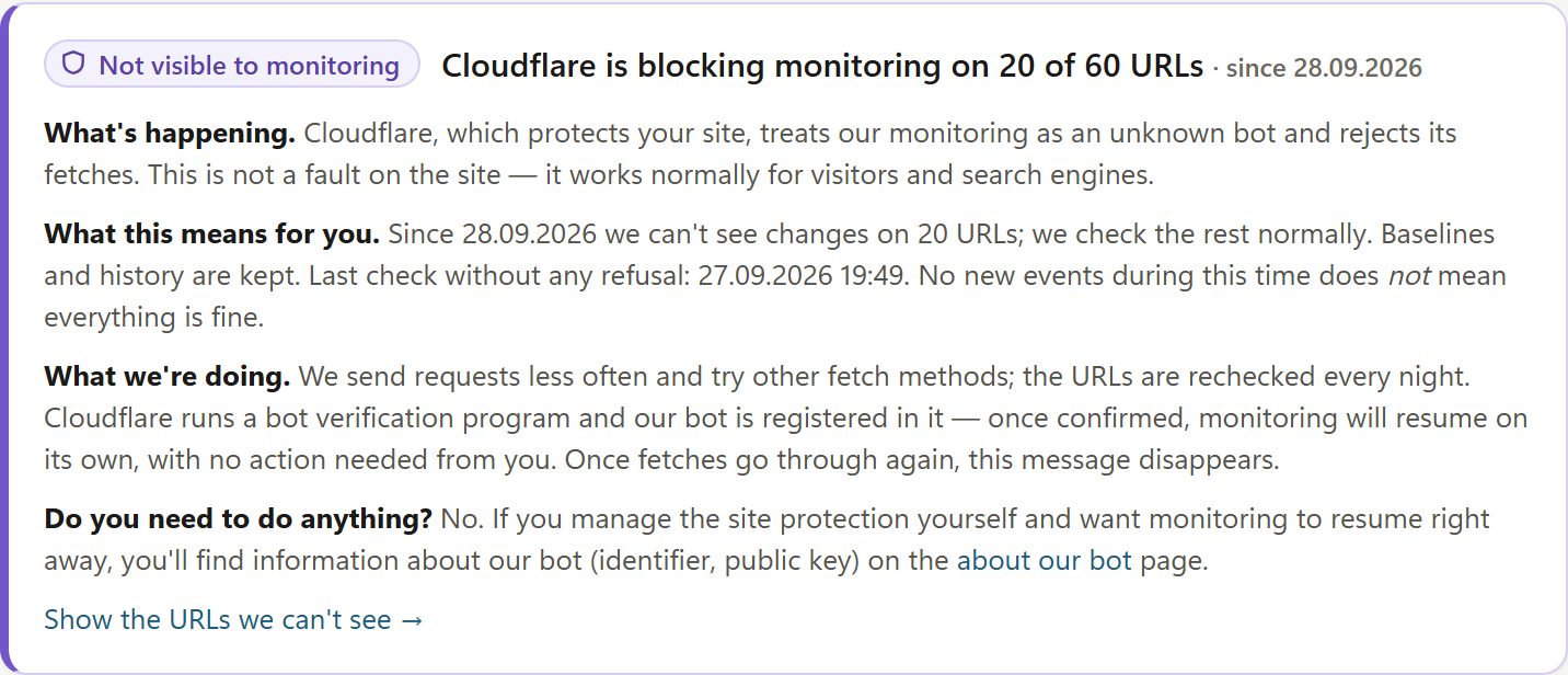 A message about the site's bot protection: what is happening, what it means, what we do and whether you need to act.